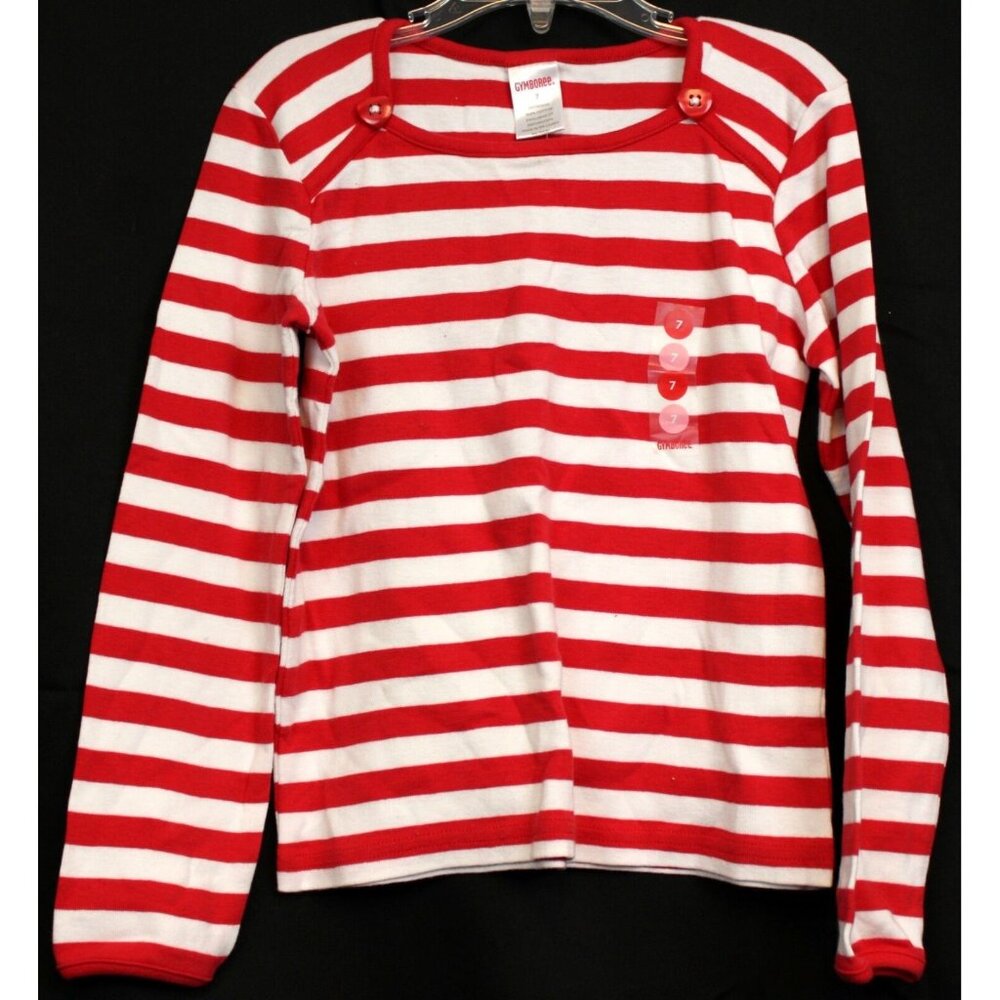 2008 Gymboree Sweet Heart Valentine Day Shirt Red Striped Button Classic French